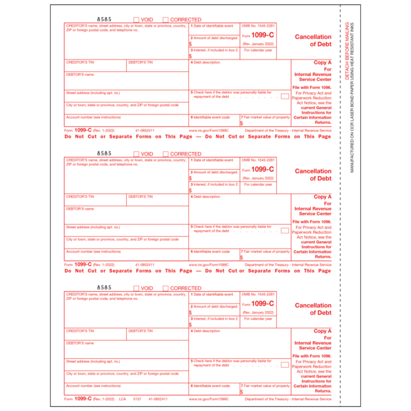 1099 C Forms Tax Forms 4 Us