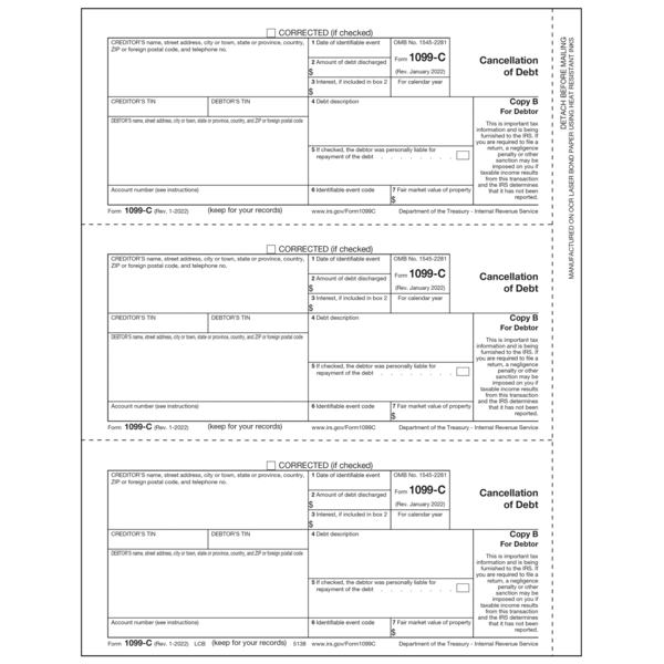 1099 C Forms Tax Forms 4 Us 1099 C Forms Tax Forms 4 Us